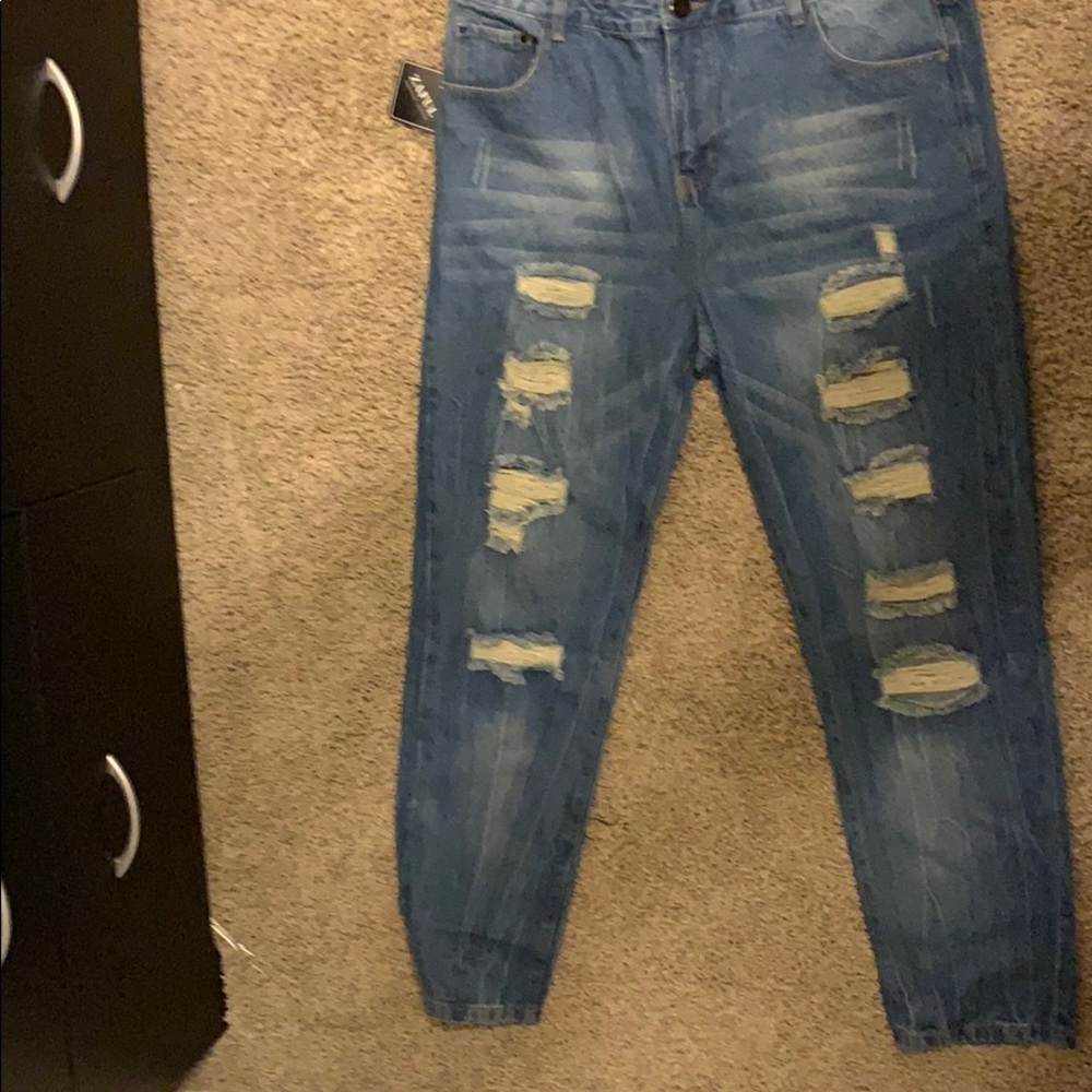 Blue Ripped Jeans - Size 38